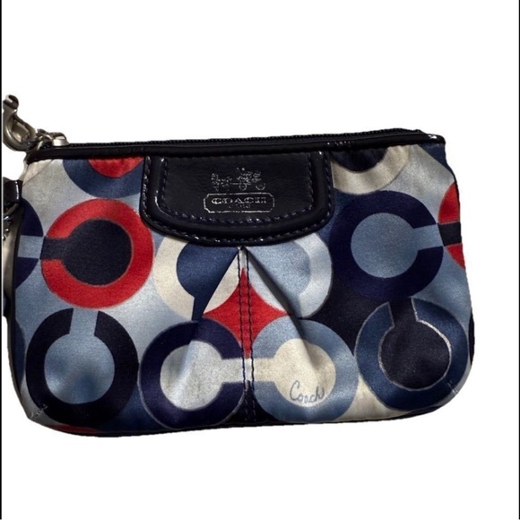Coach Red White Blue Logo Wristlet - Picture 4 of 7